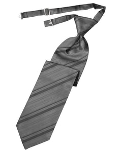 Cardi Pre-Tied Silver Striped Satin Necktie