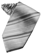 Cardi Self Tie Silver Striped Satin Necktie