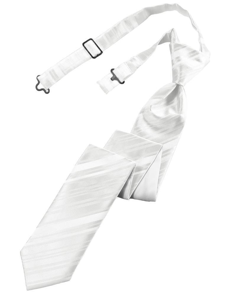 Cardi Pre-Tied White Striped Satin Skinny Necktie
