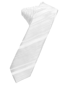 Cardi Self Tie White Striped Satin Skinny Necktie
