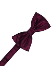 Cardi Pre-Tied Wine Striped Satin Bow Tie