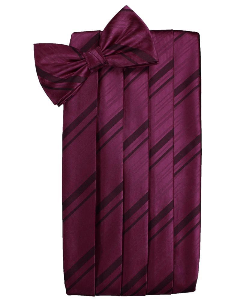 Cardi Wine Striped Satin Cummerbund