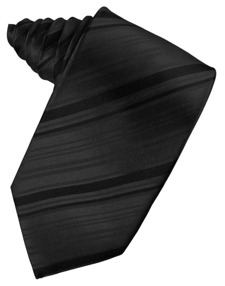 Cristoforo Cardi Black Striped Silk Necktie