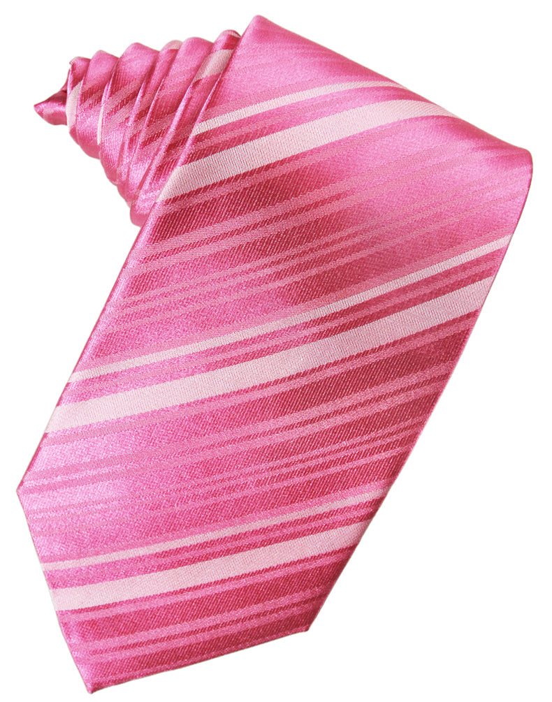 Cristoforo Cardi Bubblegum Striped Silk Necktie