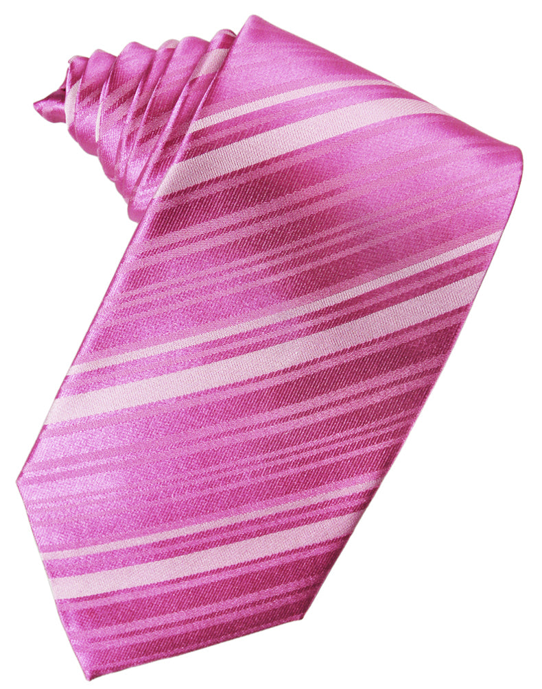 Cristoforo Cardi Fuchsia Striped Silk Necktie