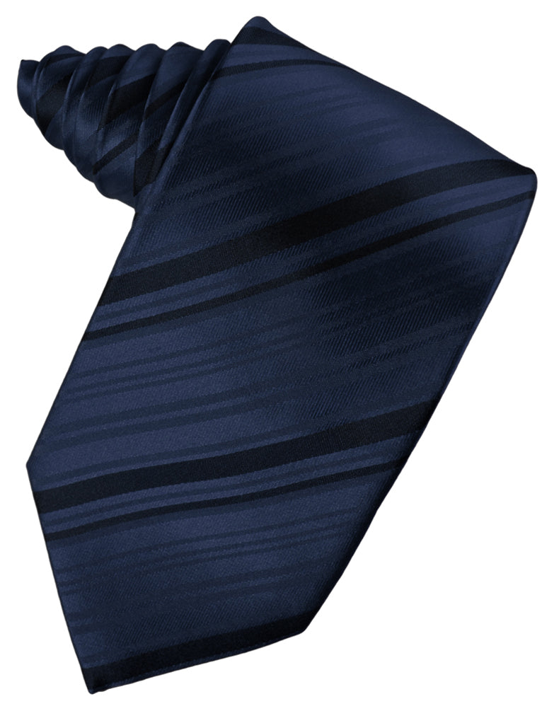 Cristoforo Cardi Midnight Blue Striped Silk Necktie