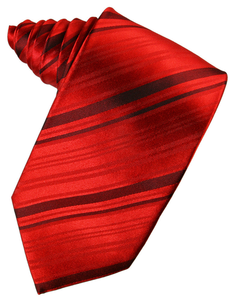 Cristoforo Cardi Scarlet Striped Silk Necktie