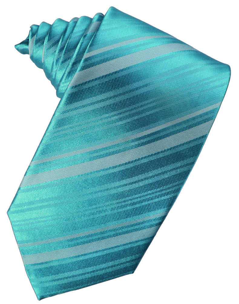 Cristoforo Cardi Turquoise Striped Silk Necktie