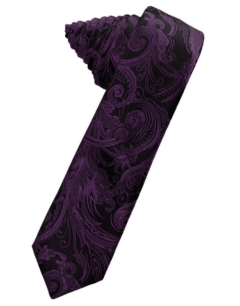 Cardi Self Tie Berry Tapestry Skinny Necktie