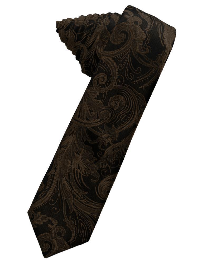 Cardi Self Tie Chocolate Tapestry Skinny Necktie