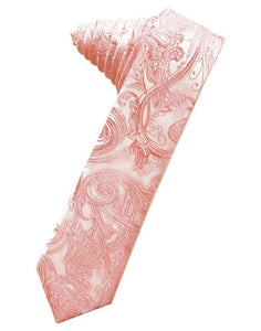 Cardi Self Tie Coral Tapestry Skinny Necktie