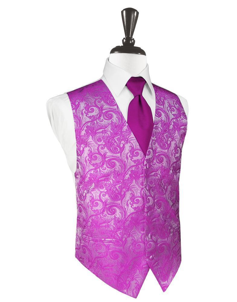 Cardi Fuchsia Tapestry Tuxedo Vest