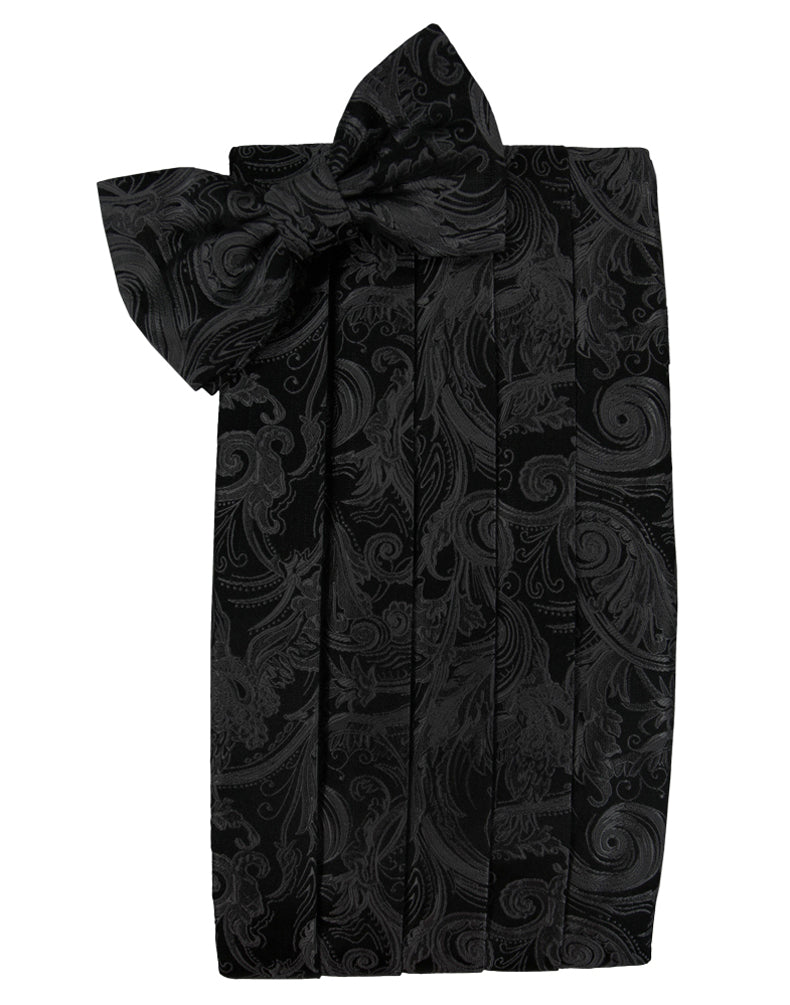 Cristoforo Cardi Black Tapestry Silk Cummerbund & Bow Tie Set
