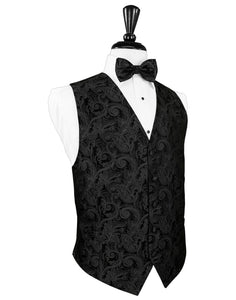 Cristoforo Cardi Black Tapestry Silk Tuxedo Vest