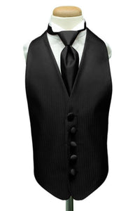 Cardi Black Herringbone Kids Tuxedo Vest