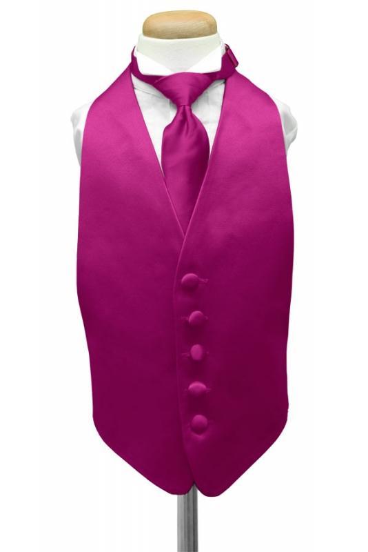 Cardi Fuchsia Luxury Satin Kids Tuxedo Vest