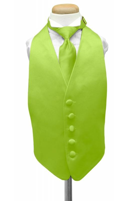 Cardi Lime Luxury Satin Kids Tuxedo Vest