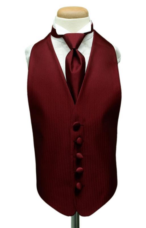 Cardi Merlot Herringbone Kids Tuxedo Vest