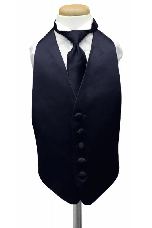 Cardi Midnight Blue Luxury Satin Kids Tuxedo Vest