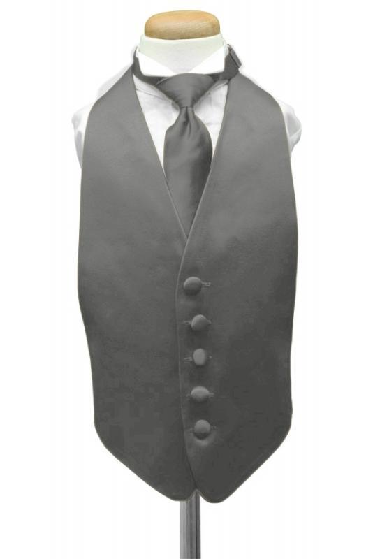 Cardi Pewter Luxury Satin Kids Tuxedo Vest