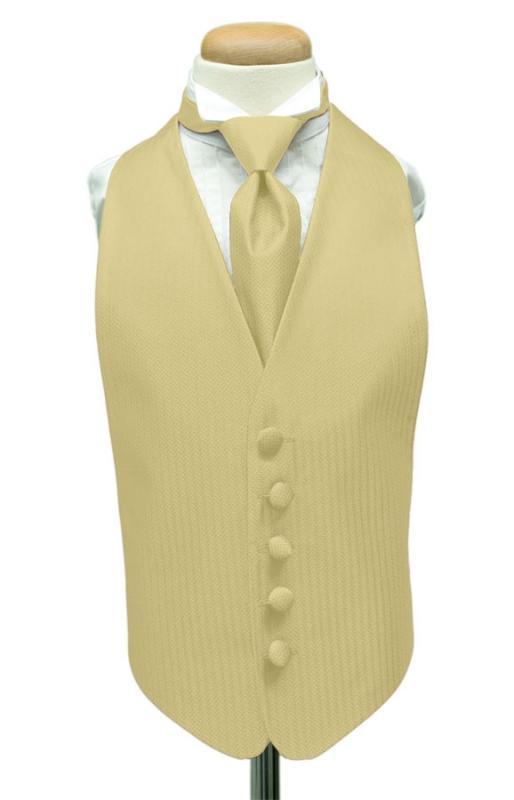 Cardi Sand Herringbone Kids Tuxedo Vest