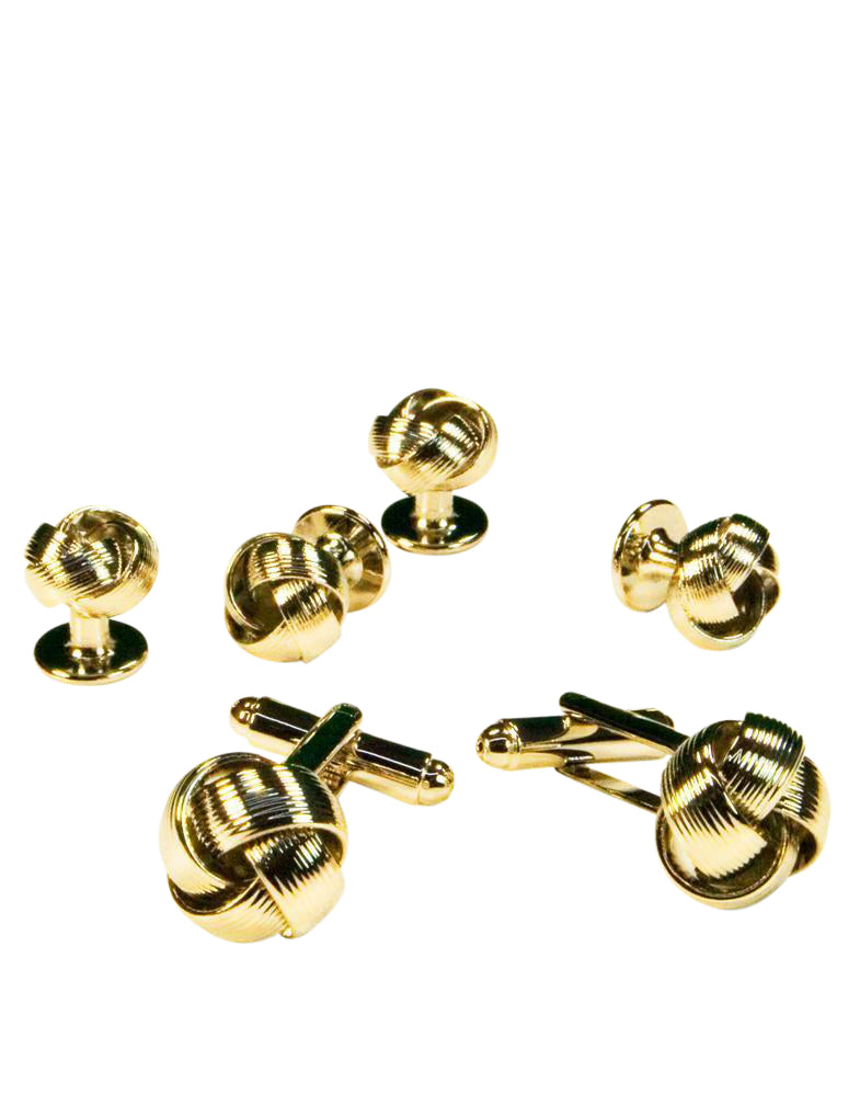 Cristoforo Cardi Gold Loveknots Studs and Cufflinks Set