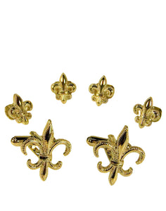 Cristoforo Cardi Fleur de Lis Gold Studs and Cufflinks Set