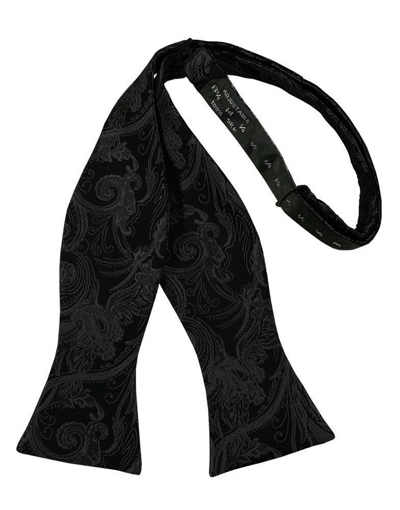 Cristoforo Cardi Black Paisley Silk Self Tie Bow Tie