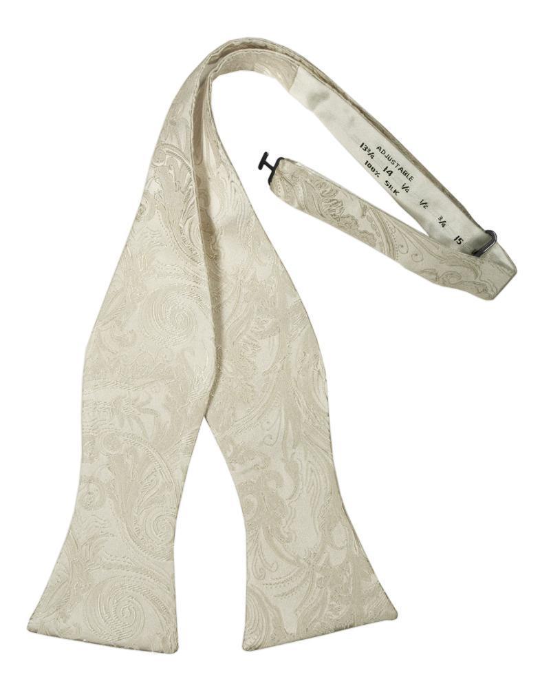 Cristoforo Cardi Ivory Paisley Silk Self Tie Bow Tie