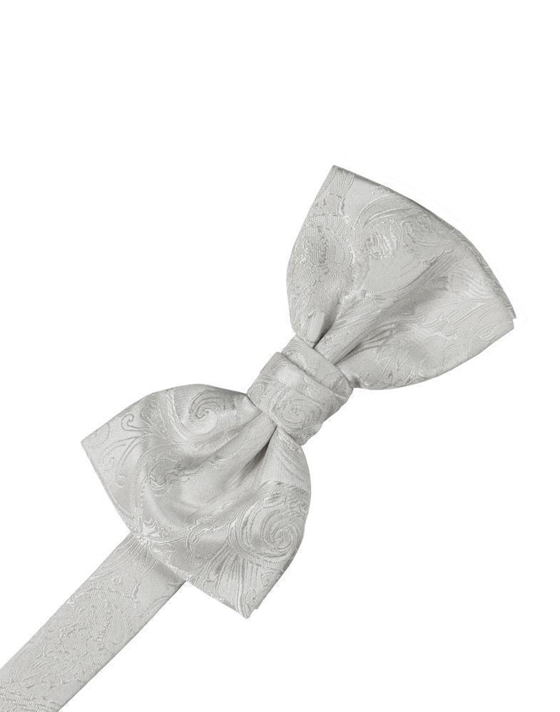 Cristoforo Cardi Platinum Paisley Silk Bow Tie
