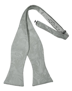 Cristoforo Cardi Platinum Paisley Silk Self Tie Bow Tie