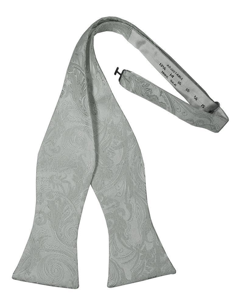 Cristoforo Cardi Platinum Paisley Silk Self Tie Bow Tie