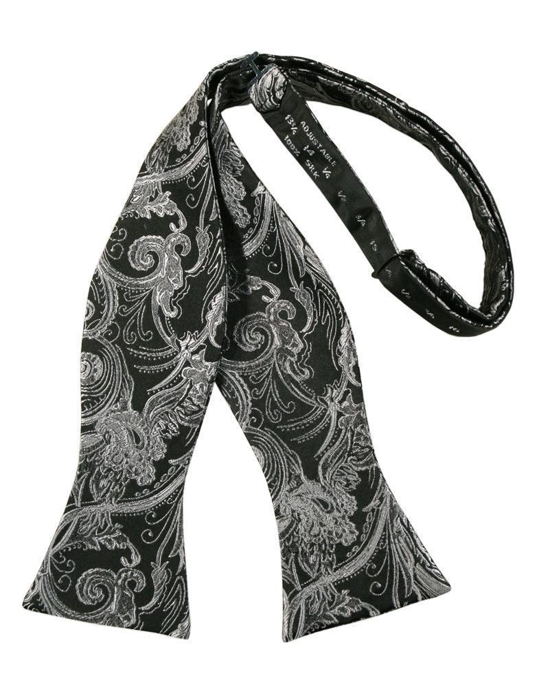 Cristoforo Cardi Silver Paisley Silk Self Bow Tie