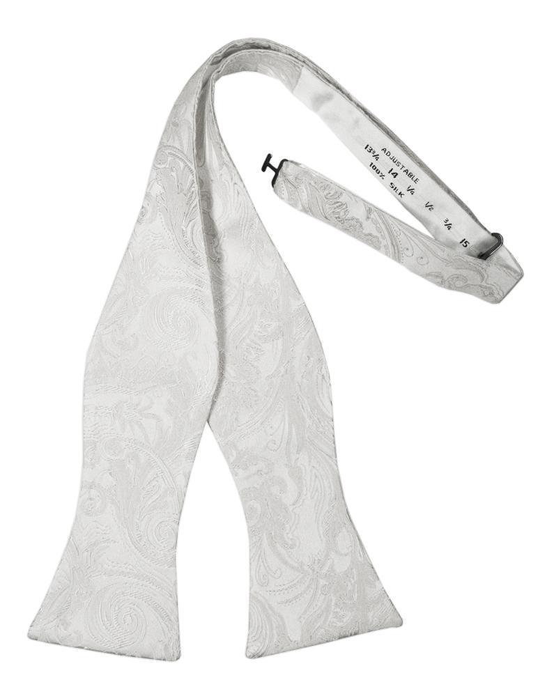 Cristoforo Cardi White Paisley Silk Self Tie Bow Tie
