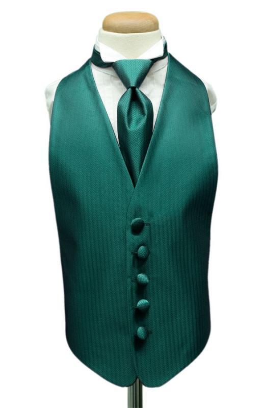 Cardi Teal Herringbone Kids Tuxedo Vest