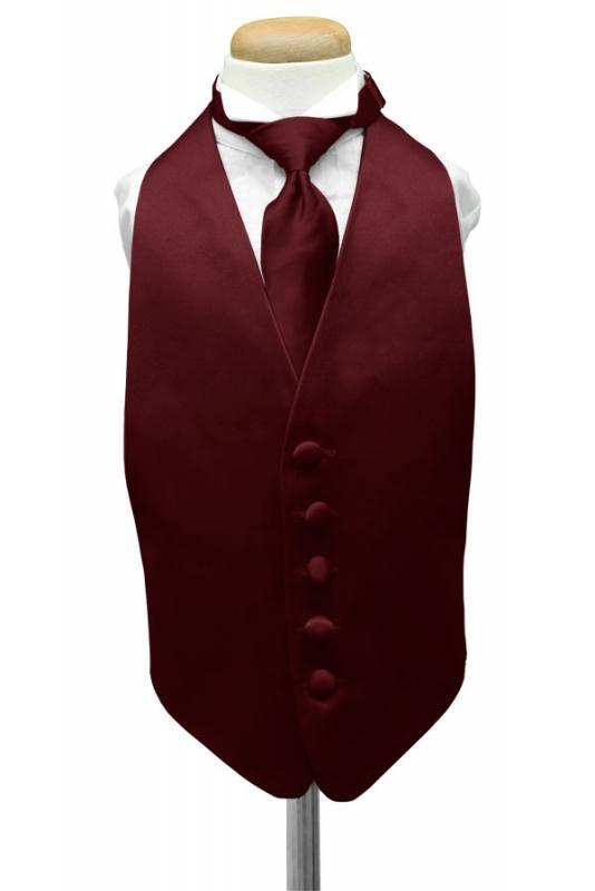 Cardi Wine Luxury Satin Kids Tuxedo Vest